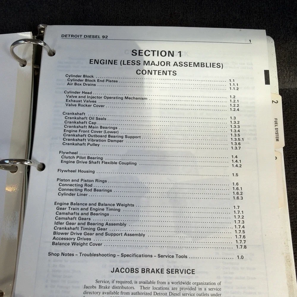 Detroit Diesel Series 92 Service Manual Section 1-3 Engine Fuel Air 1988 VTG
